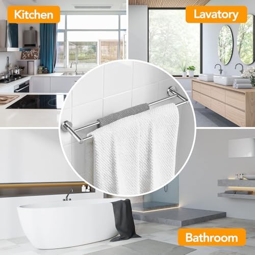 BESy Adjustable 164-283 Inch Double Bath Towel Bar Retractable Rust-Resistant